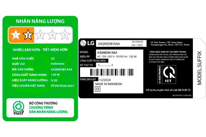 Smart Tivi QNED LG AI 4K 43 inch 43QNED81ASA